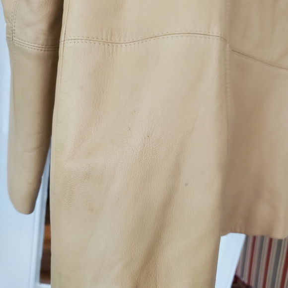 Elements by Vakko Tan Button-Down Leather Blazer Jacket - Woman's Large Vintage - Picture 7 of 16